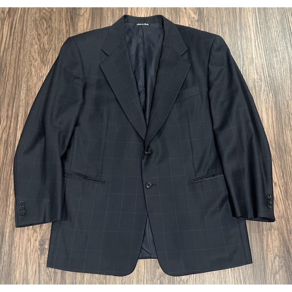 Pal Zileri Gruppo For All Mens Blue Wool Plaid Two Button Blazer Jacket Size 54R